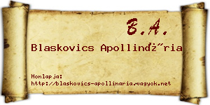 Blaskovics Apollinária névjegykártya